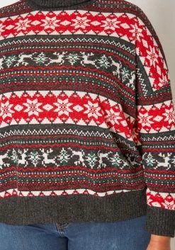 Plus Size Reindeer Print Turtleneck Sweater -Asoph Sales Shop 2019207 110 4