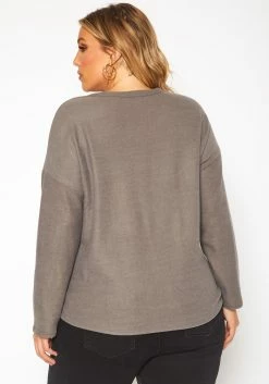 Plus Size Faux Leather Pocket Hem Sweater -Asoph Sales Shop 2019209 749 3