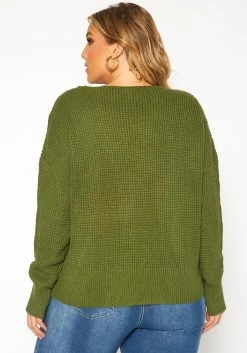 Plus Size Waffle Knit Zipper Hem Sweater -Asoph Sales Shop 2019212 125 3
