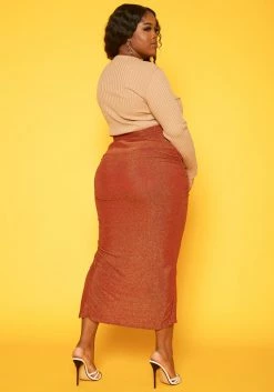 Plus Size Drawstring Hem Shimmer Maxi Skirt -Asoph Sales Shop 2019223 120 3