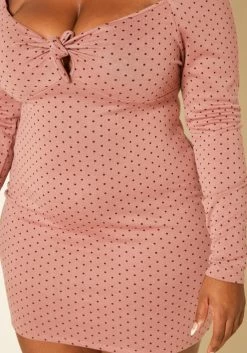 Plus Size Polka Dot Long Sleeve Mini Dress -Asoph Sales Shop 2019224 186 4