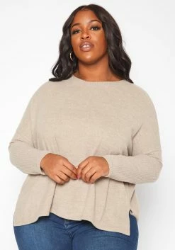Plus Size Casual Knit Relaxed Long Sleeve Shirt