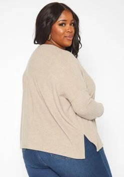 Plus Size Casual Knit Relaxed Long Sleeve Shirt -Asoph Sales Shop 2019261 190 3