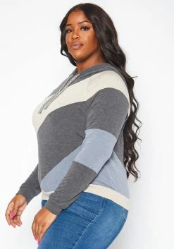 Plus Size Color Block Hooded Sweater -Asoph Sales Shop 2019264 128 2