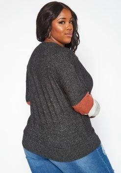 Plus Size Color Block Long Sleeve Sweater -Asoph Sales Shop 2019276 108 3