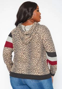 Plus Size Leopard Print Color Block Hooded Sweater -Asoph Sales Shop 2019277 361 3