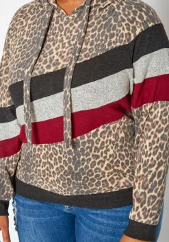 Plus Size Leopard Print Color Block Hooded Sweater -Asoph Sales Shop 2019277 361 4