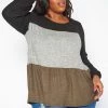 Plus Size Color Block Flare Shirt