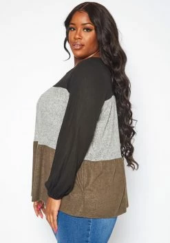 Plus Size Color Block Flare Shirt -Asoph Sales Shop 2019279 128 2
