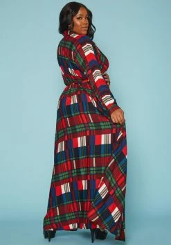 Plus Size Plaid Button Front Collar Maxi Dress 8 Plus Size Plaid Button Front Collar Maxi Dress -Asoph Sales Shop 2019312 128 3