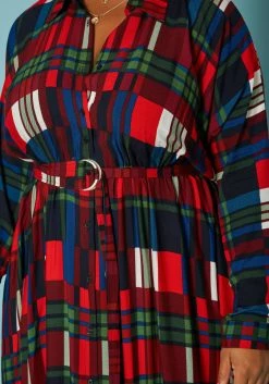 Plus Size Plaid Button Front Collar Maxi Dress 9 Plus Size Plaid Button Front Collar Maxi Dress -Asoph Sales Shop 2019312 128 4