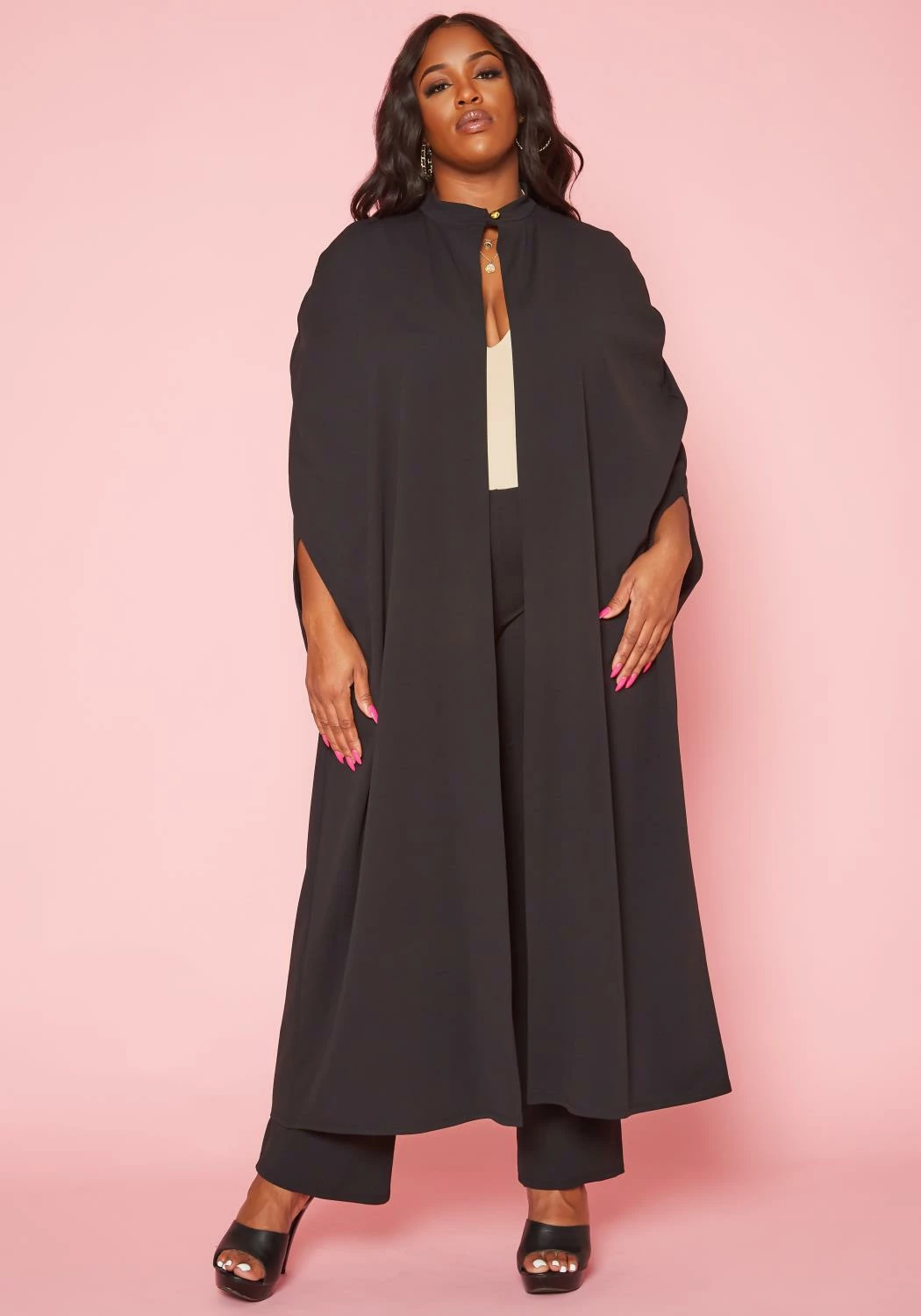 Plus Size Open Front Maxi Blouse & Pants Set 2 Plus Size Open Front Maxi Blouse & Pants Set - Image 2