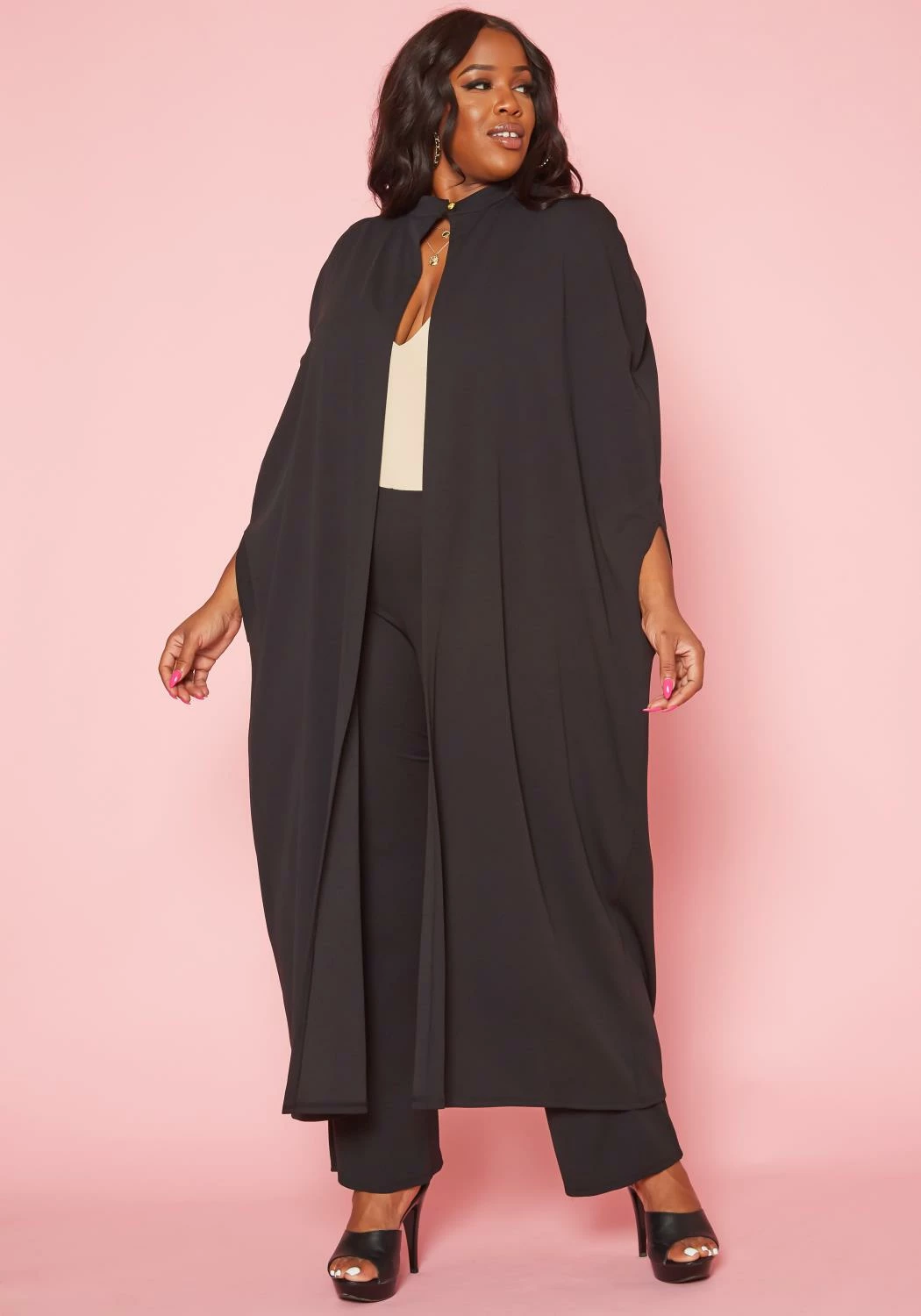 Plus Size Open Front Maxi Blouse & Pants Set 1 Plus Size Open Front Maxi Blouse & Pants Set