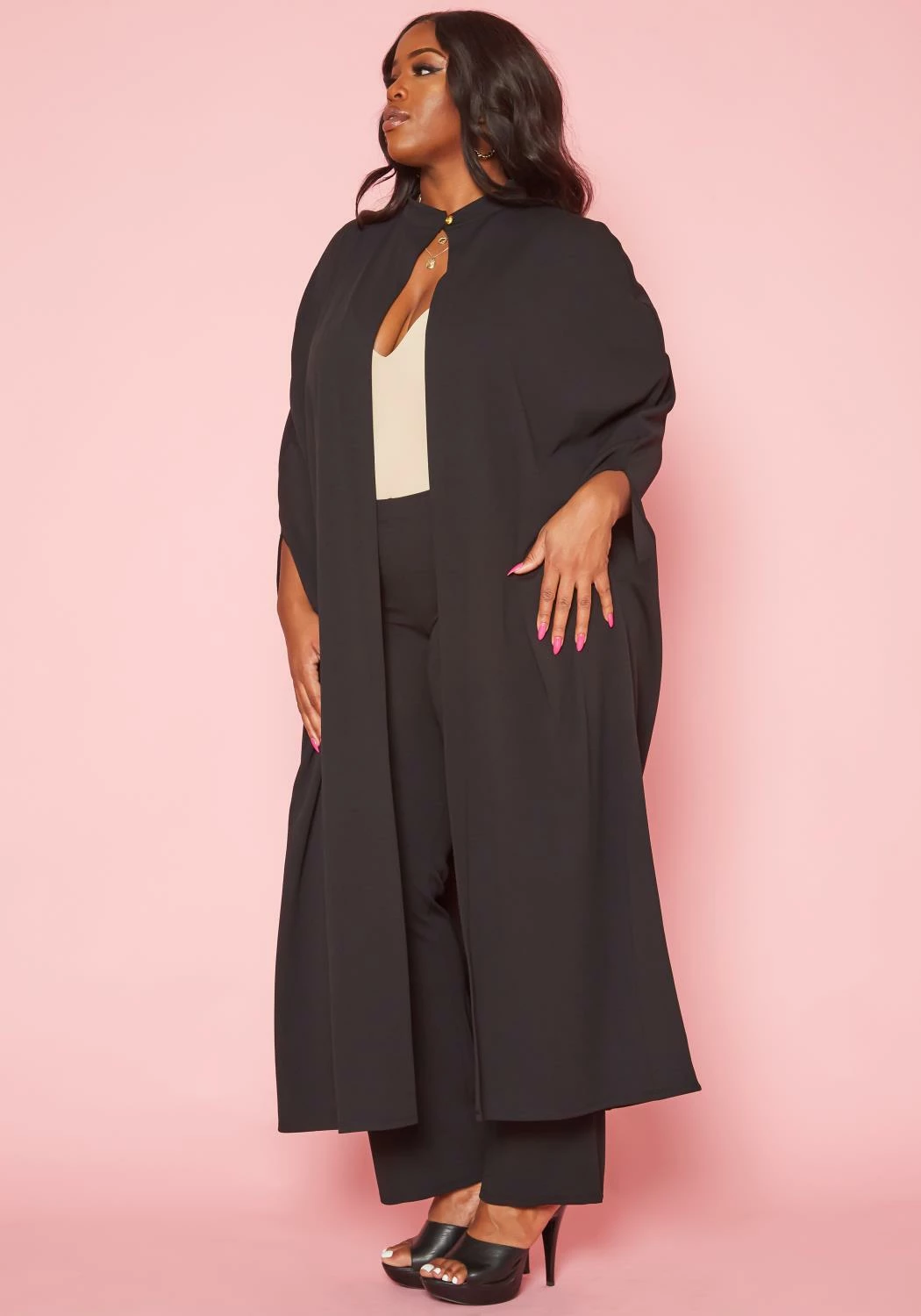Plus Size Open Front Maxi Blouse & Pants Set 3 Plus Size Open Front Maxi Blouse & Pants Set - Image 3