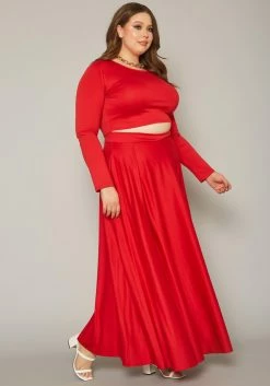 Plus Size Crop Top & Maxi Flare Skirt Set -Asoph Sales Shop 2019333 001 2