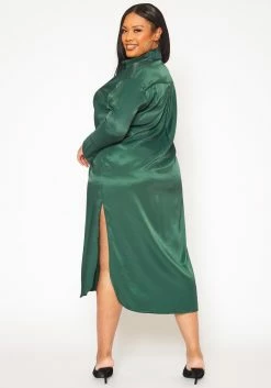 Plus Size Satin Button Front Midi Dress -Asoph Sales Shop 2019336 161 3