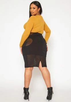 Plus Size Mesh Cut Out Bodycon Skirt -Asoph Sales Shop 2019348 001 3