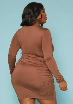 Plus Size Front Tie Closure Bodycon Mini Dress -Asoph Sales Shop 2019351 190 3