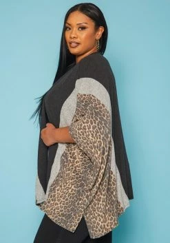 Plus Size Leopard Print Color Block Cardigan -Asoph Sales Shop 2019356 128 2