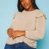 Plus Size Ruffle Trim Long Sleeve Top