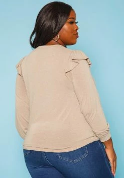 Plus Size Ruffle Trim Long Sleeve Top -Asoph Sales Shop 2019360 118 4