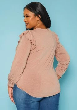 Plus Size Ruffle Trim Long Sleeve Top -Asoph Sales Shop 2019360 162 3