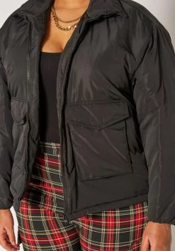 Plus Size Solid Puffer Jacket -Asoph Sales Shop 2019361 001 4
