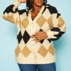 Plus Size Diamond Plaid Knit Cardigan