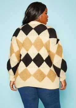 Plus Size Diamond Plaid Knit Cardigan -Asoph Sales Shop 2019363 001 3