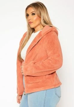 Plus Size Faux Fur Hooded Zip Front Sweater -Asoph Sales Shop 2019521 186 1