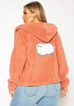 Plus Size Faux Fur Hooded Zip Front Sweater -Asoph Sales Shop 2019521 186 2