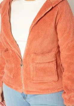 Plus Size Faux Fur Hooded Zip Front Sweater -Asoph Sales Shop 2019521 186 4