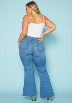 Vibrant Plus Size Classic Blue Flared Hem Jean -Asoph Sales Shop 2019539 938 3