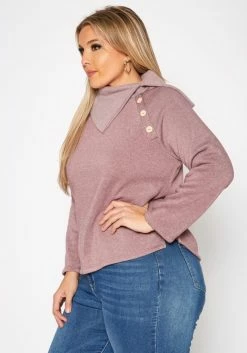 Plus Size Asymmetric Collar Neck Sweater -Asoph Sales Shop 2019541 186 2