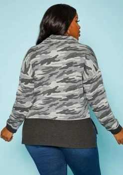 Plus Size Camo Pattern Funnel Neck Sweater -Asoph Sales Shop 2019542 984 3