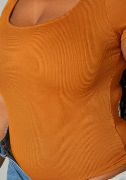 Plus Size Ribbed Scoop Neck Short Sleeve Bodysuit -Asoph Sales Shop 2019550 159 4