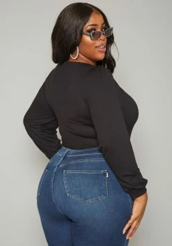 Plus Size Ribbed Square Neck Long Sleeve Bodysuit -Asoph Sales Shop 2019552 001 3