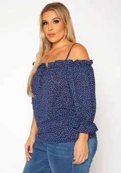 Plus Size Polka Dot Off Shoulder Cami Blouse -Asoph Sales Shop 2019554 003 2