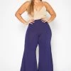 Plus Size Solid High Waist Flare Pants