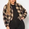Plus Size Faux Fur Plaid Zip Front Sweater