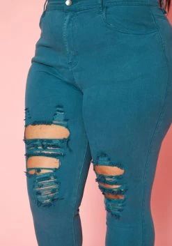 Vibrant Plus Size Distressed Skinny Denim Jeans -Asoph Sales Shop 2019583 158 4