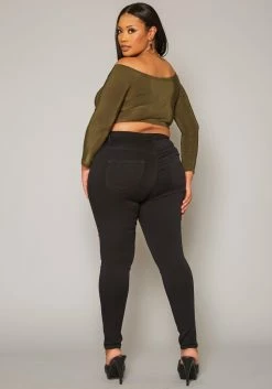 Vibrant Plus Size High Waist Black Denim Skinny Jean -Asoph Sales Shop 2019590 001 3