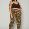 Plus Size Camo Print High Waist Mom Jeans