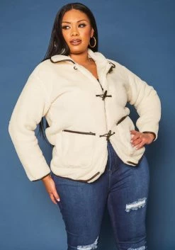 Plus Size Faux Fur Toggle Duffle Coat