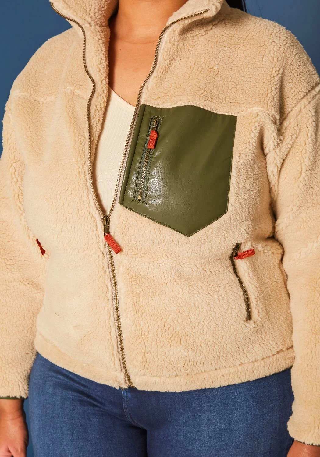 Plus Size Faux Fur Pocket Hem Jacket 5 Plus Size Faux Fur Pocket Hem Jacket - Image 5