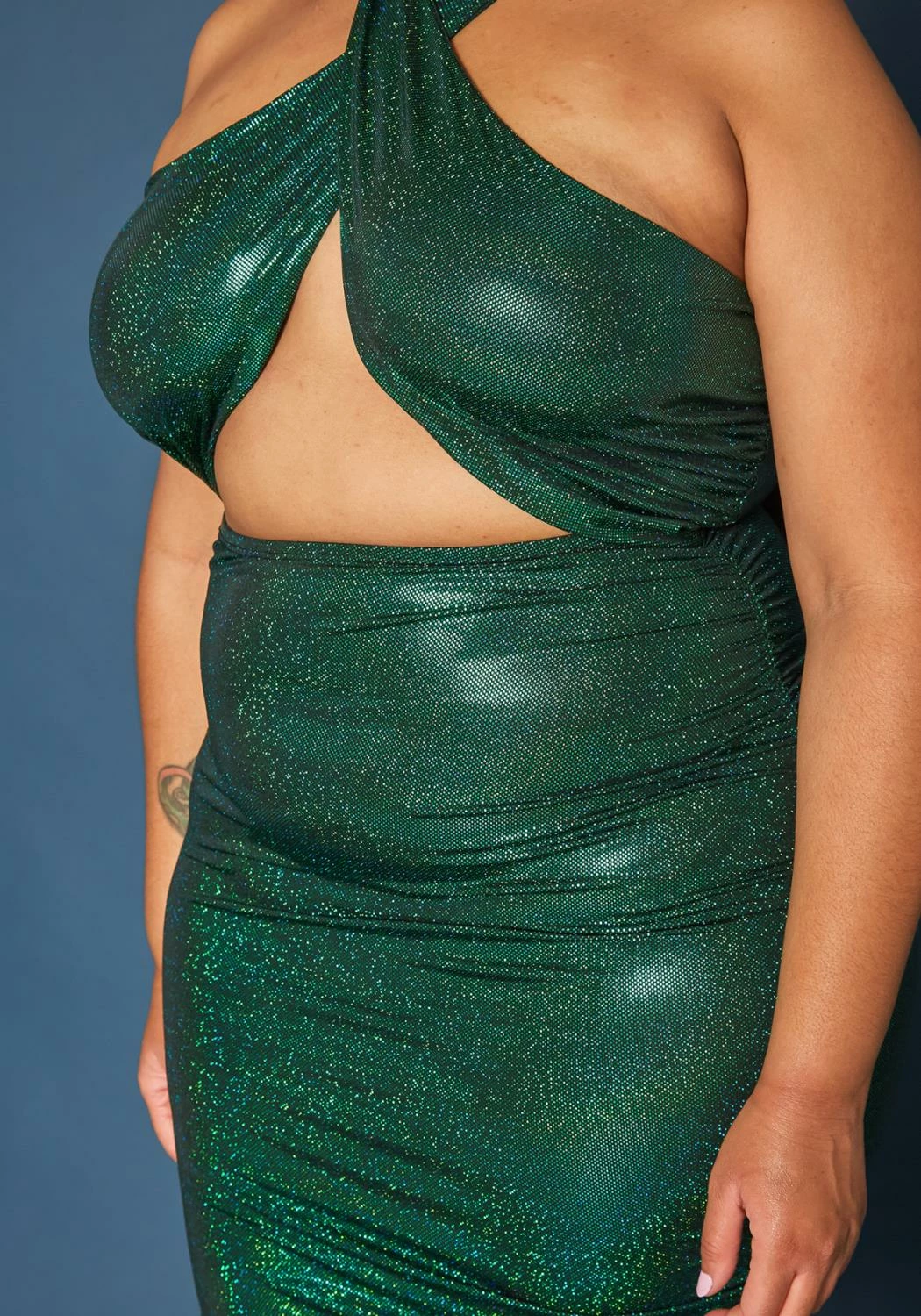 Plus Size Holographic Shimmer Halter Neck Mini Dress 5 Plus Size Holographic Shimmer Halter Neck Mini Dress - Image 5