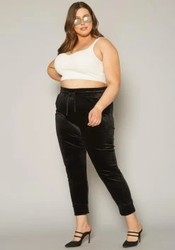Plus Size Velour High Waist Pants -Asoph Sales Shop 2019633 001 2