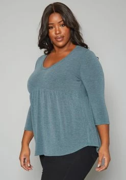 Plus Size Long Sleeve Flare Shirt -Asoph Sales Shop 2019640 003 2