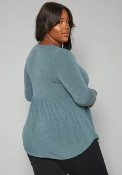 Plus Size Long Sleeve Flare Shirt -Asoph Sales Shop 2019640 003 3