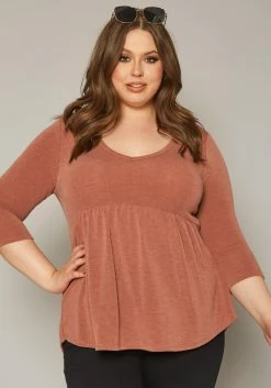 Plus Size Long Sleeve Flare Shirt